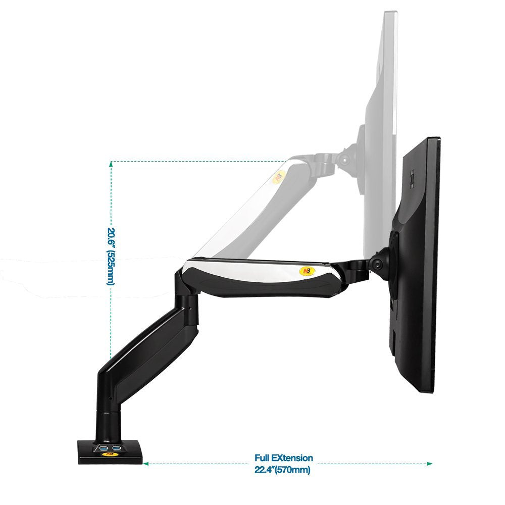 North Bayou Monitor Full Motion Monitor Arm for 22-32 Computer Monitor with  Gas Spring F85A