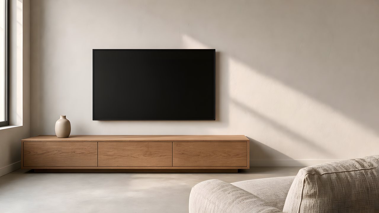 TV mounted flush on the wall